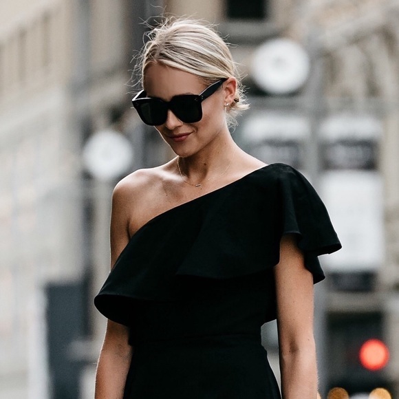 LANVIN Washed Satin Ruffled Asymmetrical One Shoulder Flutter Short Sleeve Top 2 - Picture 1 of 8